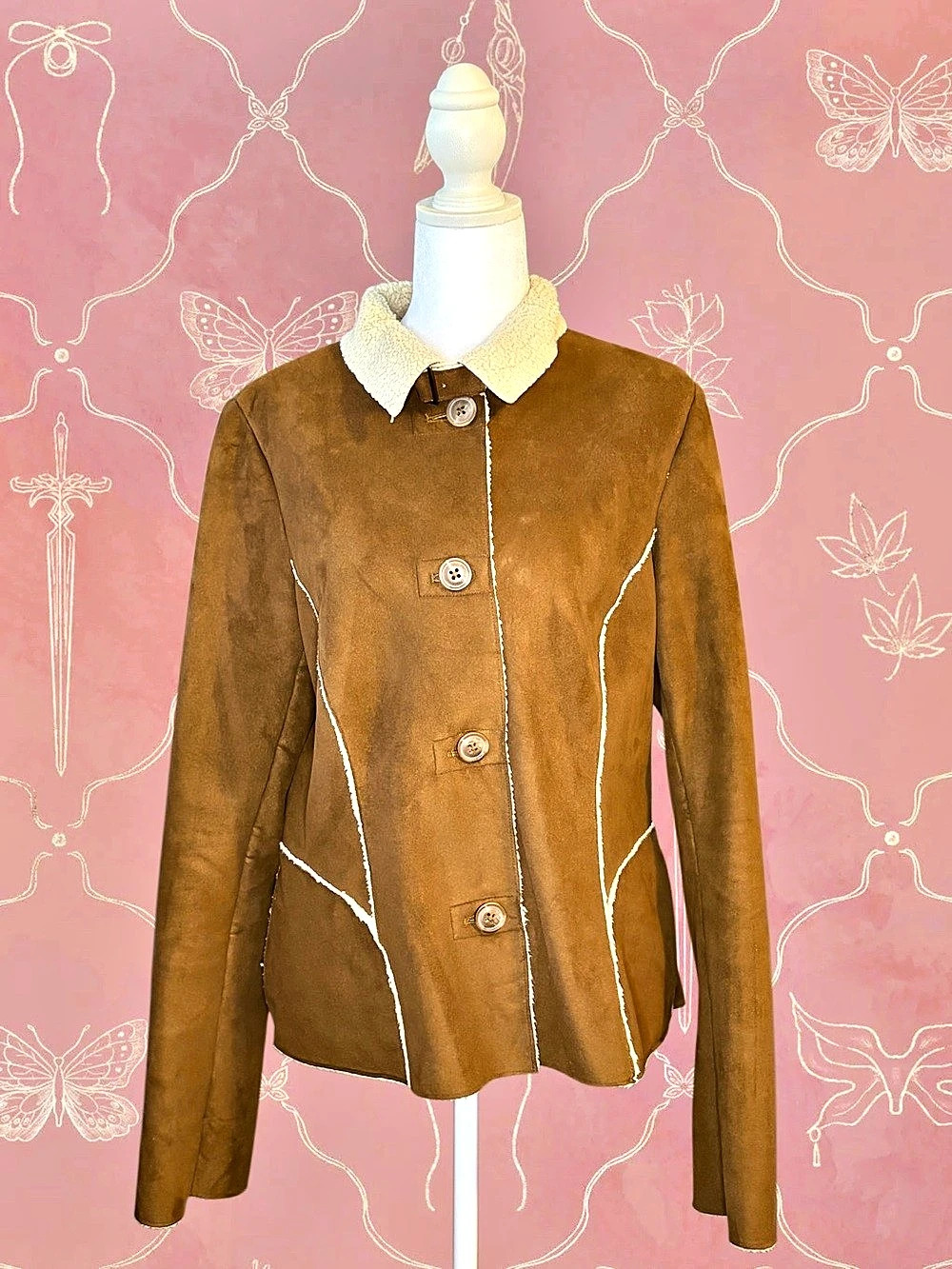 Latte Button-Front Jacket